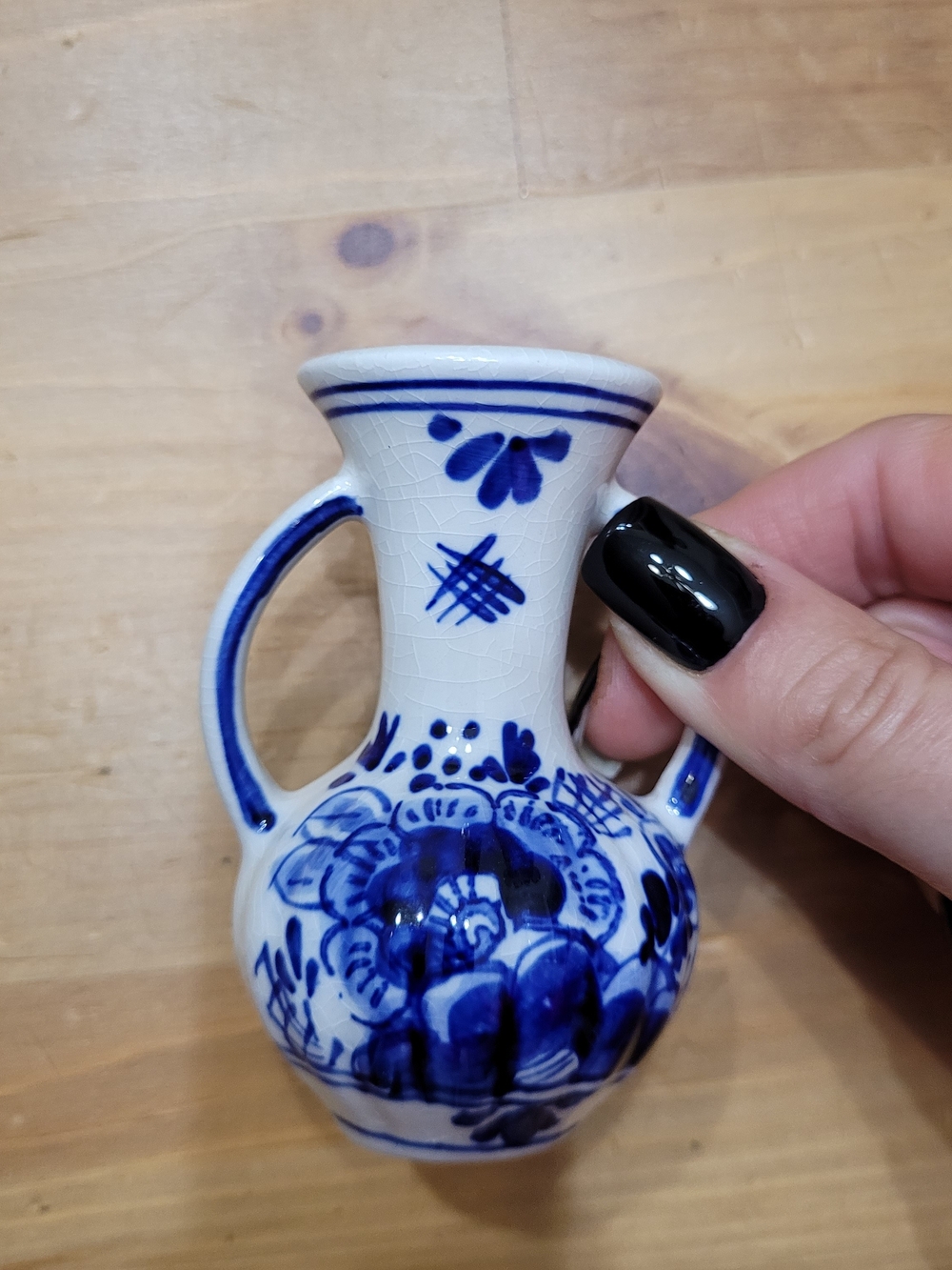 Hand-Painted Blue and White Ceramic Mini Vase